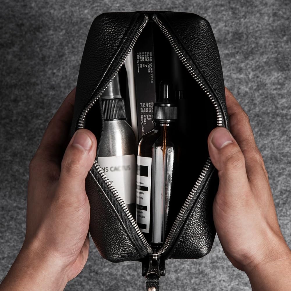 Neceser for Hombres y Mujeres, Bolsa de Viaje for Hombre, Estuche Organizador de artículos de tocador for Aseo, Kit de Afeitado Dopp Essentials de Viaje(Black)