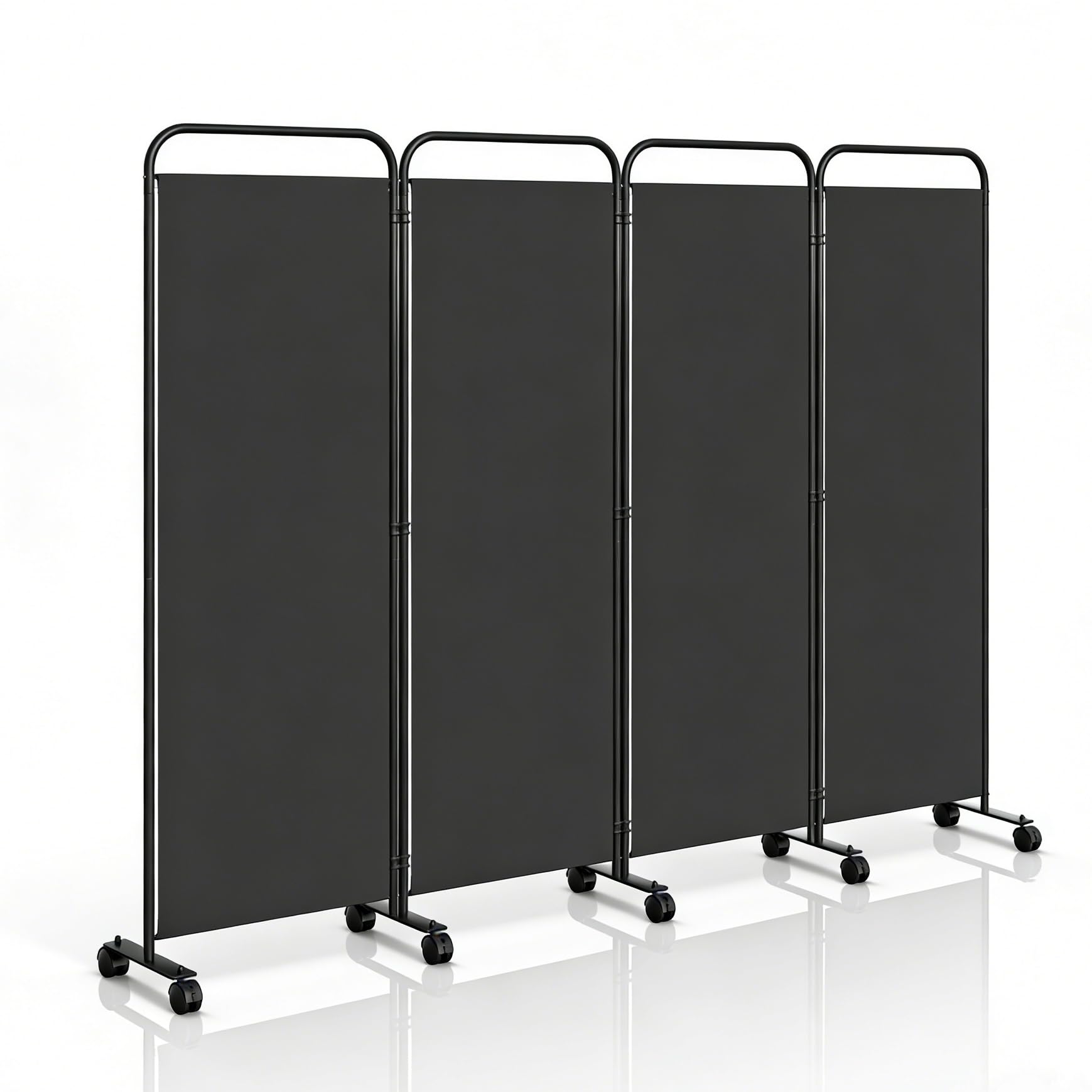 Paravent de séparation de pièce pliable sur roulettes - 4 pièces - 228 x 180 cm - Séparateur de pièce autonome pour bureau et chambre à coucher - Anthracite
