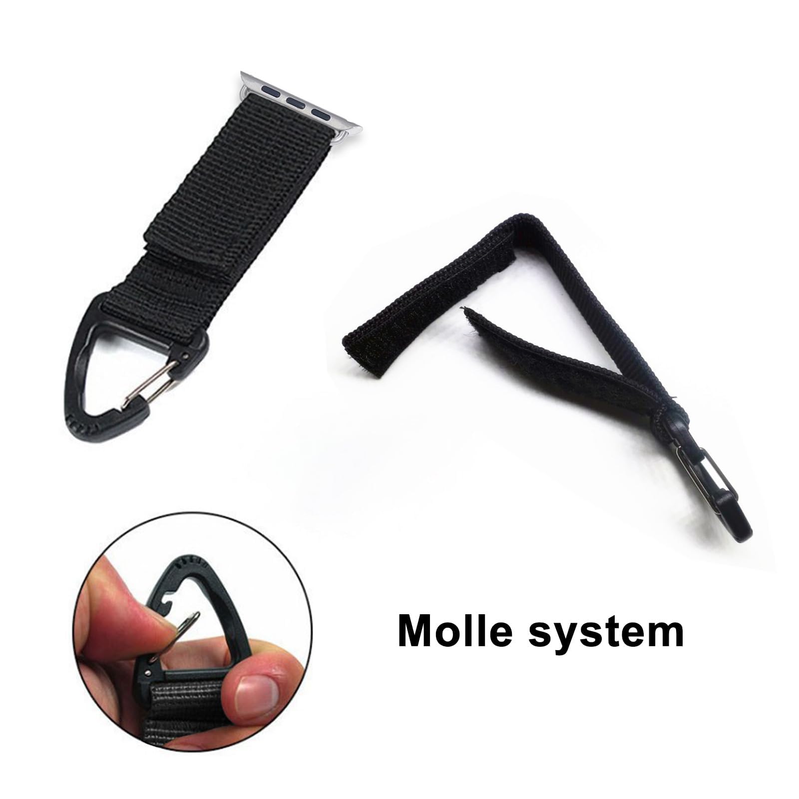 Bshirmay Compatible with Apple Watch Fob Strap 38/40mm,series 9/Ultra 2/SE/8/7/6/5/4/3/2/1 Nurse Watch Band with Pin-On Brooch iWatch Series (38mm Black Nylon Molle)