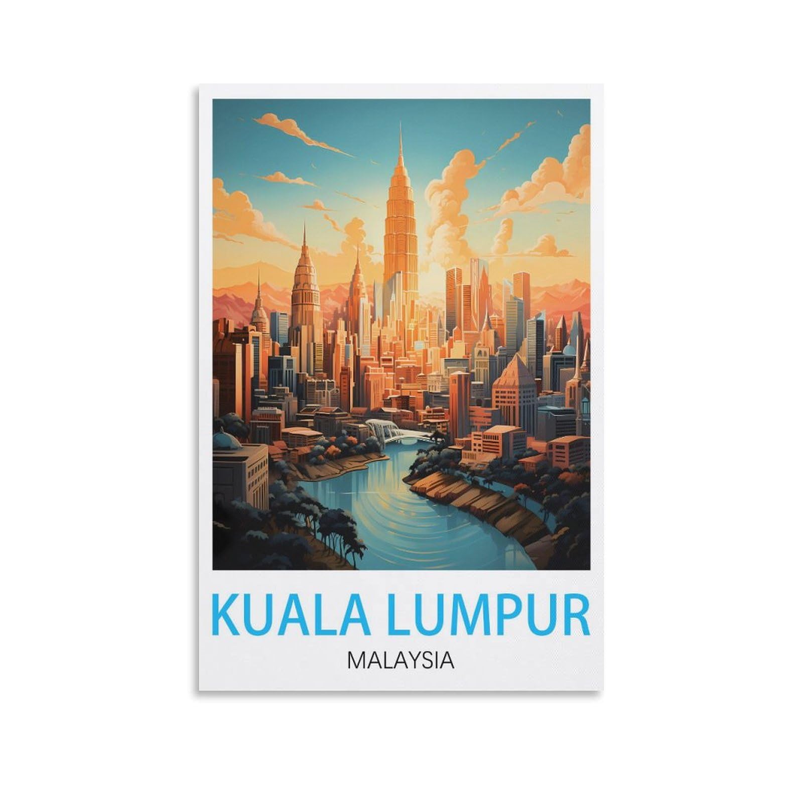 LHJOIUN Kuala Lumpur Malaysia Vintage Travel Posters 08x12inch(20x30cm) Art Canvas Print For Living Room Bedroom Home Decoration Modern Art