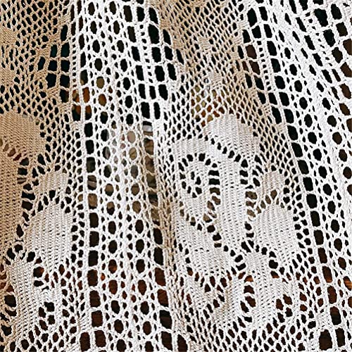 Cortina corta beige de ganchillo boho para ventanas de apartamento 5