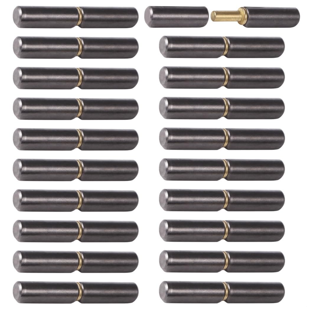 20 Pack Weld On Barrel Hinges, 3-1/8 in x 1/2 in Iron Gate Hinges, Detachable Hinge for Swing Doors, Windows, Trailer Ramps and More