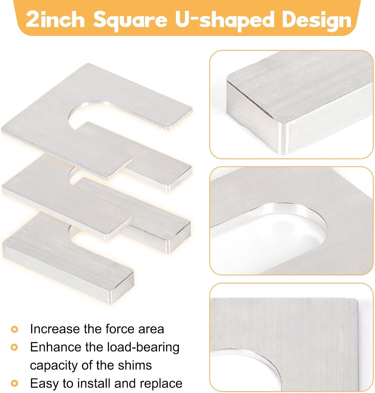 18 Pcs Metal Auto Lift Leveling Shim Kit For 2 Post 4 Post Car Lift Truck Jib Crane Install, Aluminium Horseshoe Tile Construction Spacer Fit For 3/4" Anchor Bolt (1/4” & 1/8” & 1/16”)