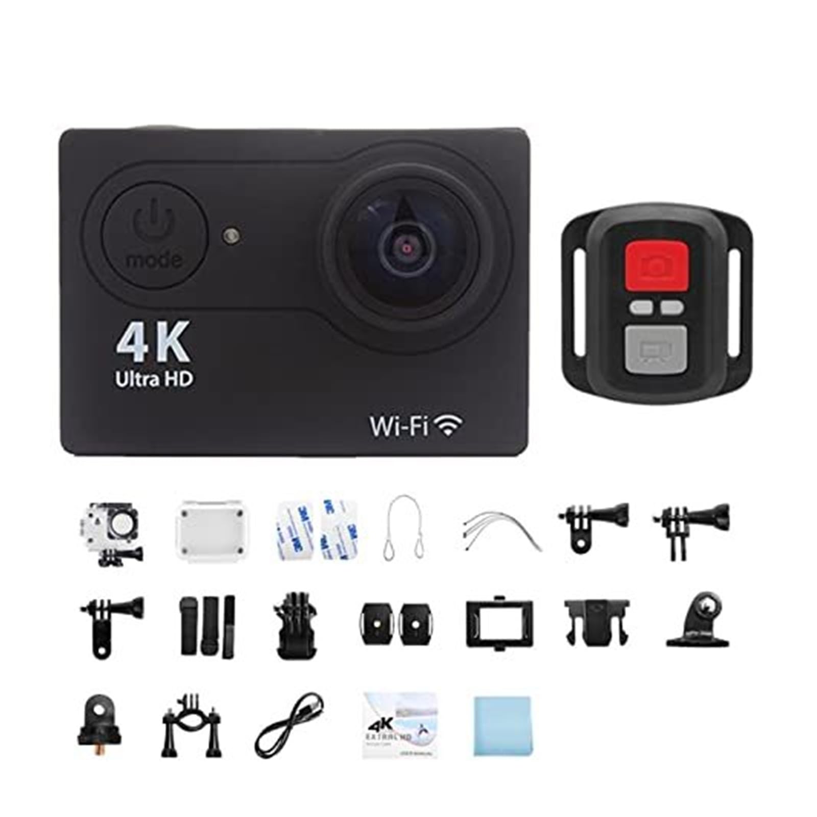 Kamera Akcji 4K Ultra HD Z Wodoodporną Konstrukcją, Szerokim Kątem 170° I Ekranem 2,0 Cala(32G Card; Slivery)