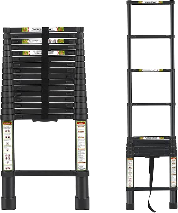 RIKADE Telescopic Ladder, 6.2M/20.63FT Aluminum Telescoping Ladder with