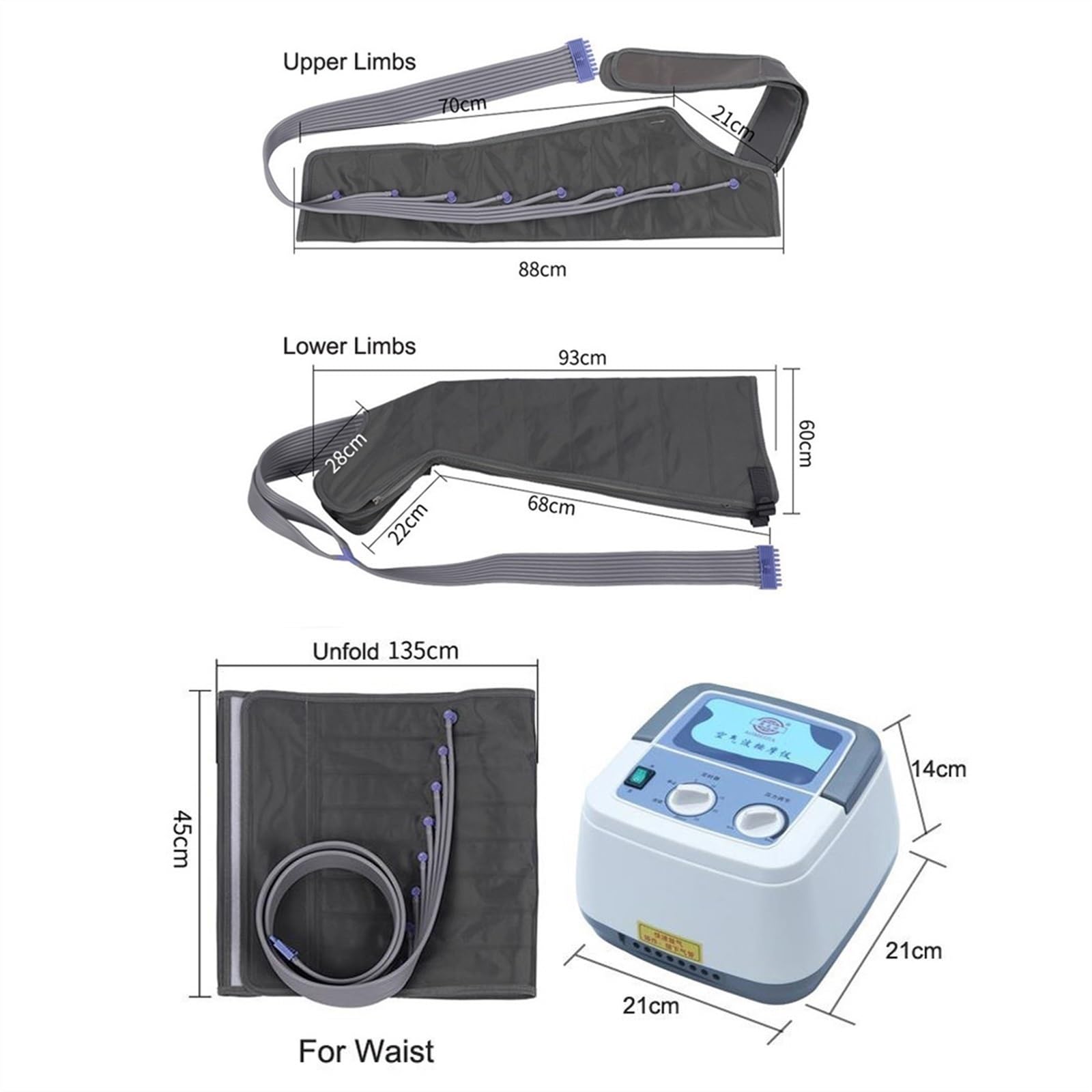 Bein Kompression Massager für Zirkulation und Entspannung Fuß und Wade Kompression Oberschenkel Massager Einstellbare Bein Wraps Massager mit Controller ( Color : 1 leg 1 arm 1 belt and machine , Size