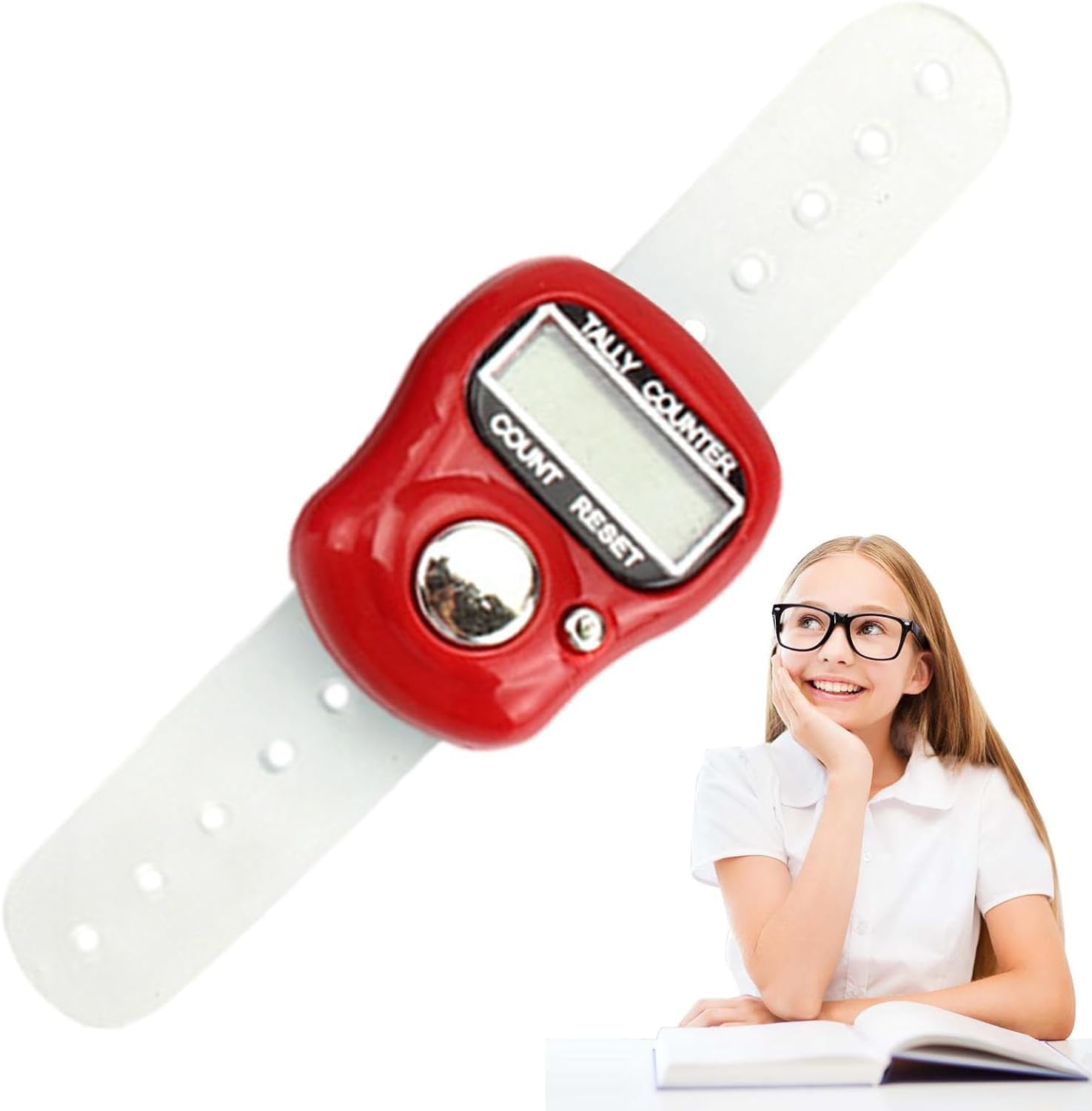 Light green Electronic Finger Counter, Portable Number Clicker Counter For Golf Adjustable Resettable Finger Tally Counter With Digital Display Counters Clickers For Knitting, Coaching Accessories