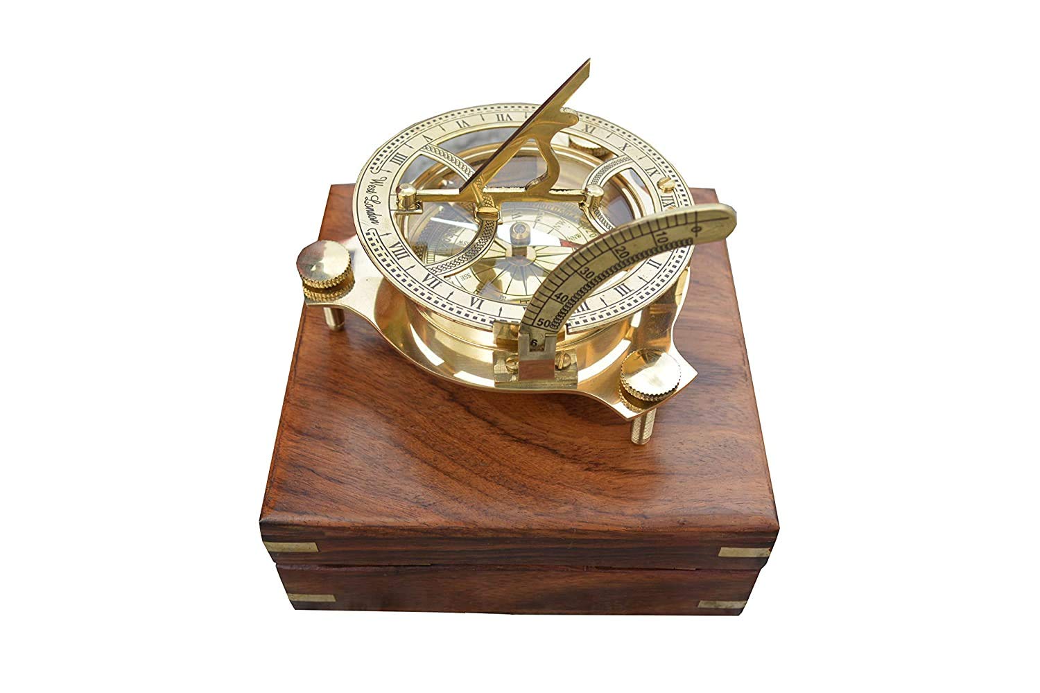 Regal Nauticaz4" Sundial Compass with Wooden Box - Collectible Item