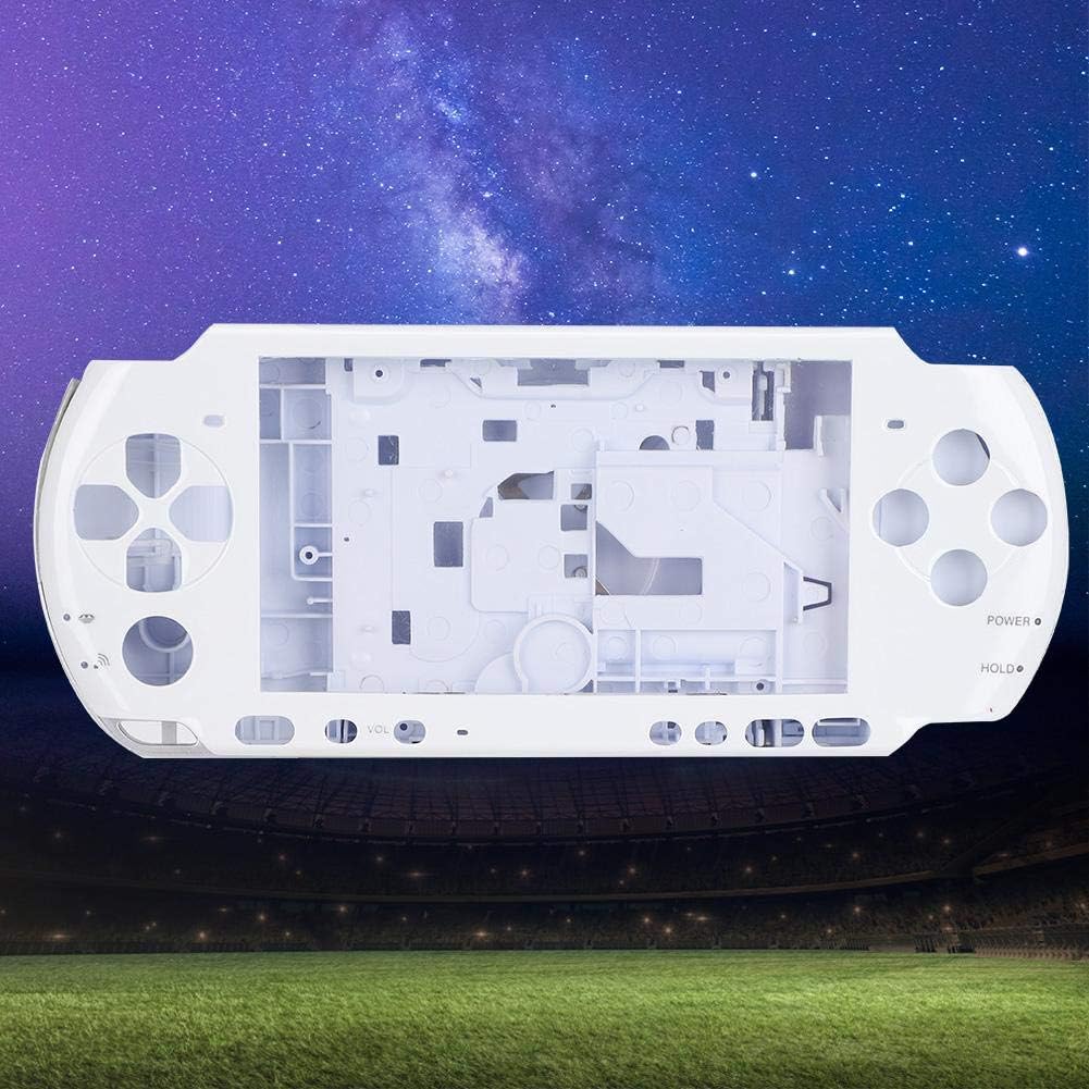 Game Console Case for PSP 3000, Full Housing Shell with Screwdriver,Simple Design, Compact, Lightweight,Easy to Carry,5 Color (White)