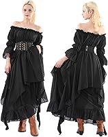 Vista 49 de NSPSTT Vestido victoriano, disfraz renacentista para mujer, vestido de bruja gótico, vestido de boda medieval