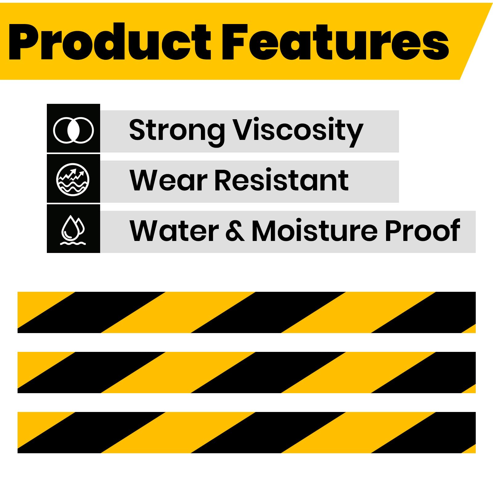 ADHES Cinta de advertencia para suelo, cinta adhesiva peligro, cinta adhesiva de señalización de seguridad, color amarillo y negro, resistente a la intemperie, 50 mm x 32 m, 5 rollos