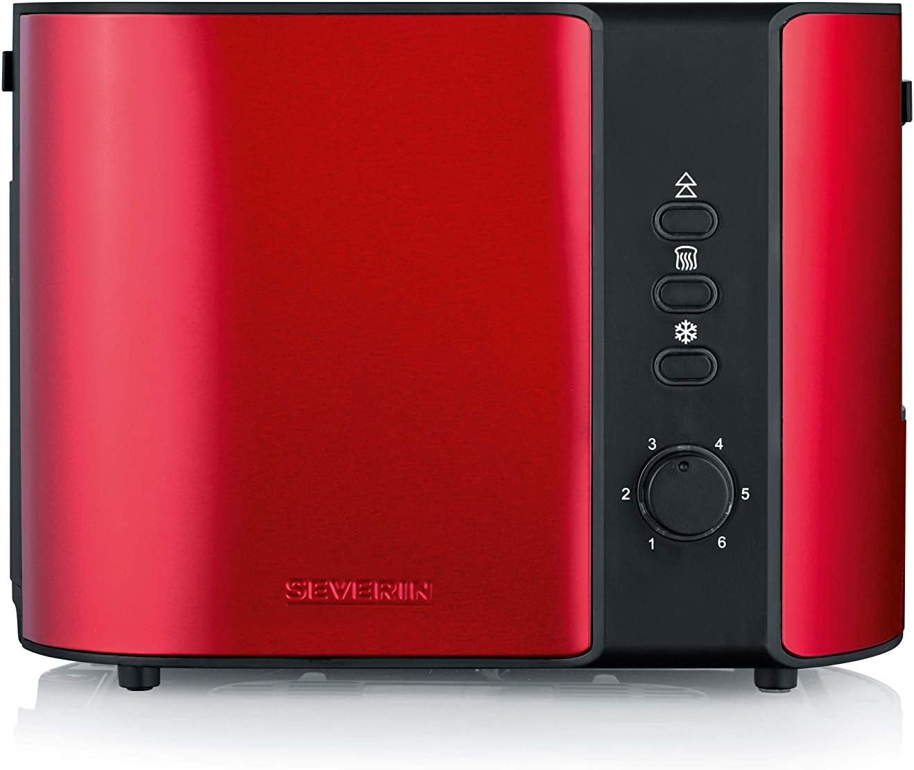 SEVERIN Automatik-Toaster, Toastgerät mit Brötchenaufsatz, hochwertig aus Edelstahl, zum Toasten, Auftauen und Erwärmen, 800 W, rot, AT 2217