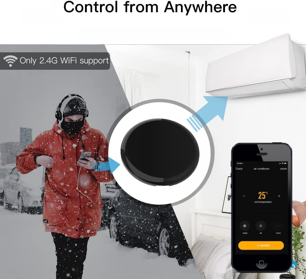Good Wife Telecomando IR Intelligente WiFi + Bluetooth | Sensore Di Temperatura E Umidità Integrato, Controllo Universale Per TV, Condizionatore, Compatibile Con Alexa E App Tuya/Smart Life