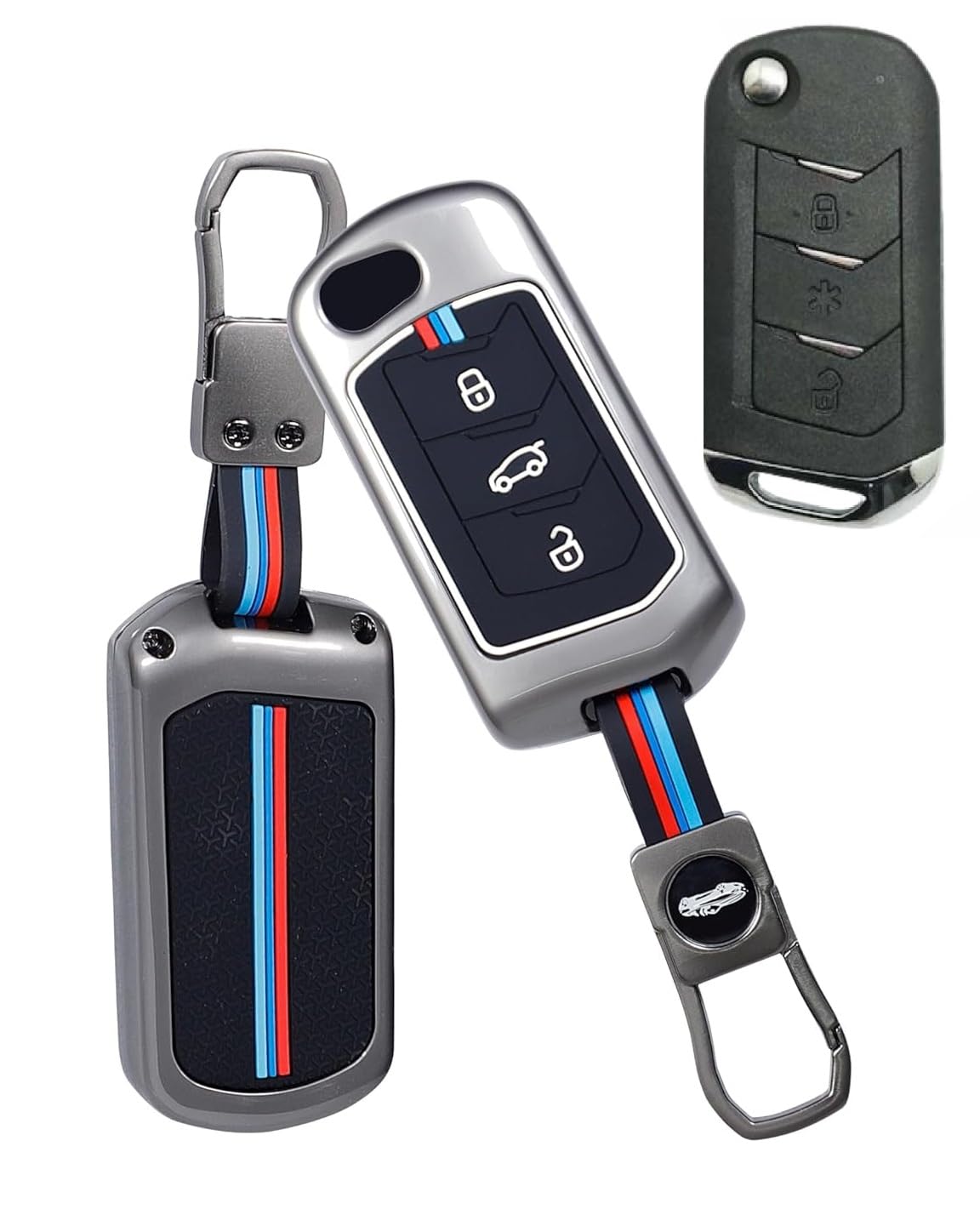 Premium Waterproof Metal Key Cover for Compatible with Mahindra Scorpio N | 3Xo | Xuv 300 | Marazzo | Xuv 700 | Xuv 400 Ev | Bolero | Thar | Thar Roxx 3 Button Flip Key-image-9