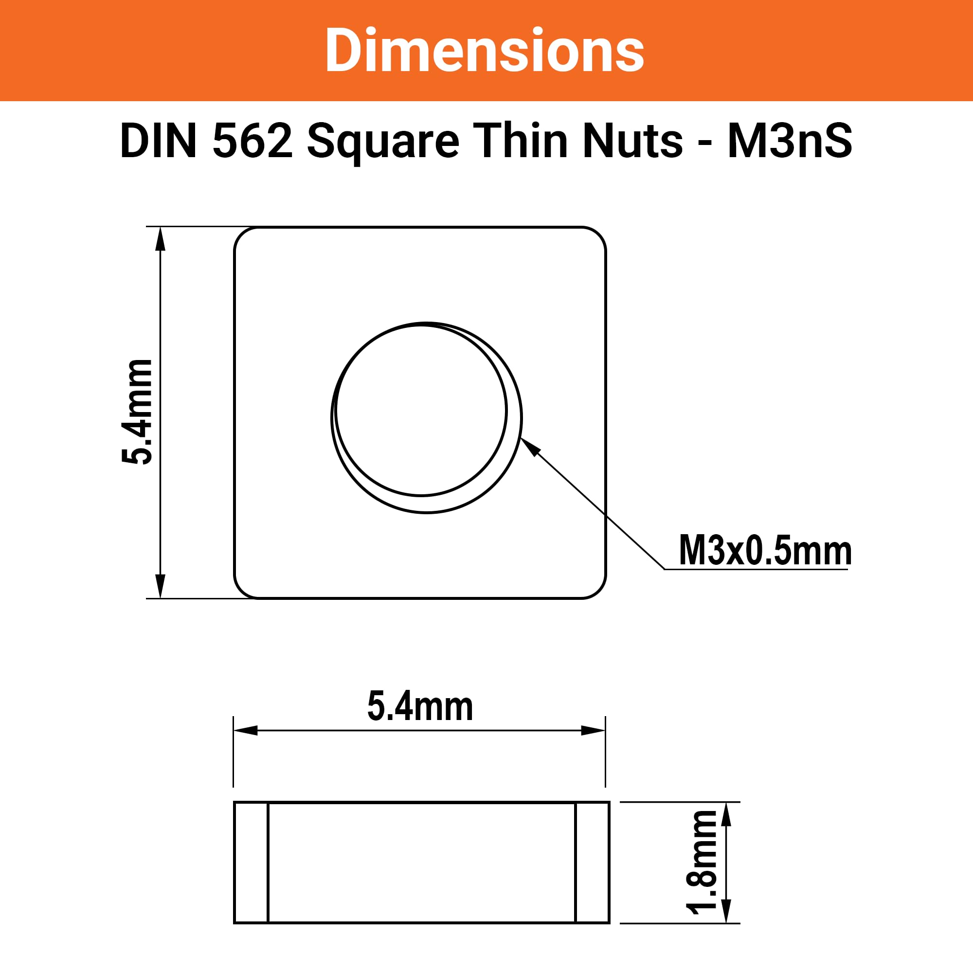 M3 Square Nuts for Prusa 3D Printers - Stainless Steel -2