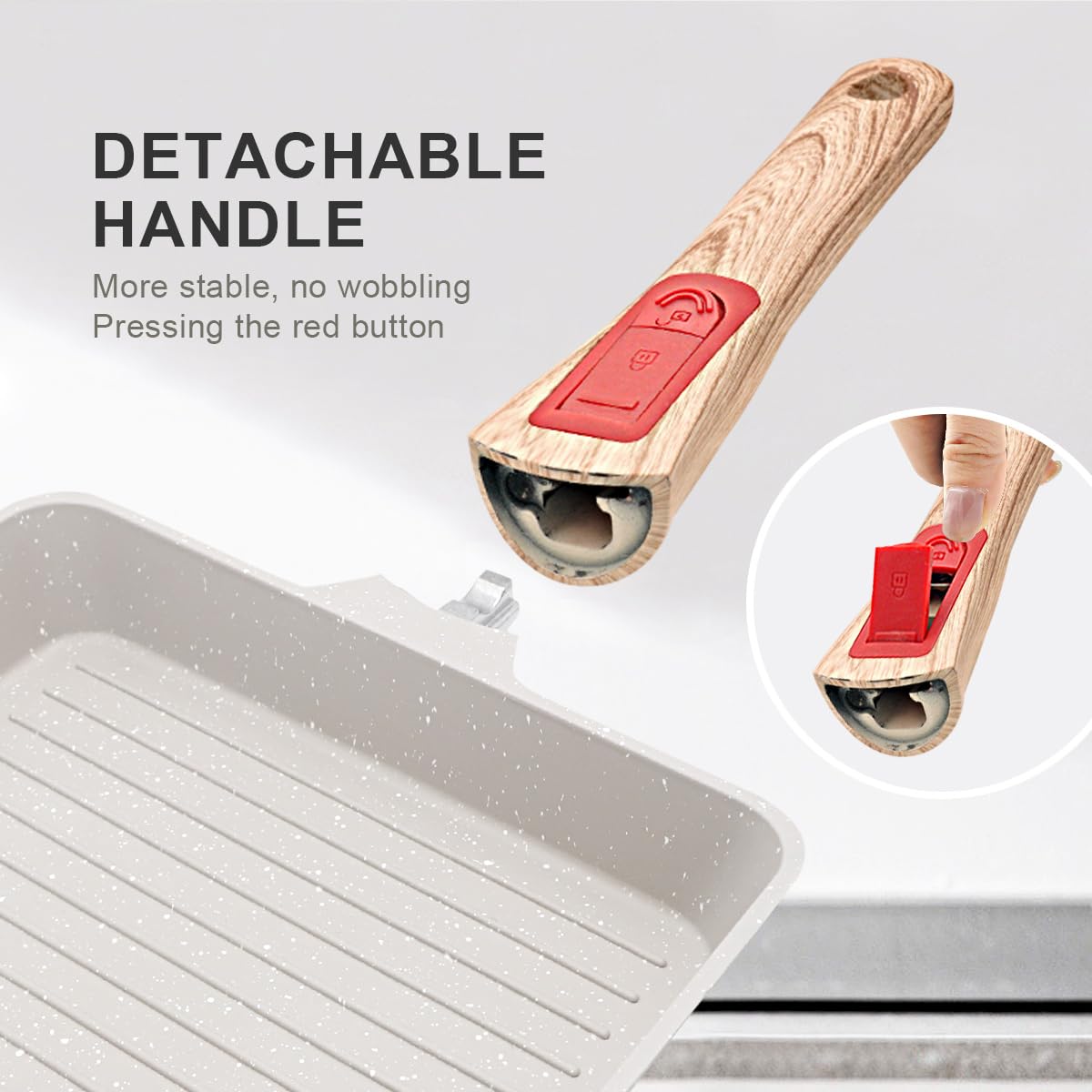 Padella Griglia 24cm Con Manico Rimovibile - Antiaderente Senza PFOA, Per Tutti I Fuochi - Foto 10