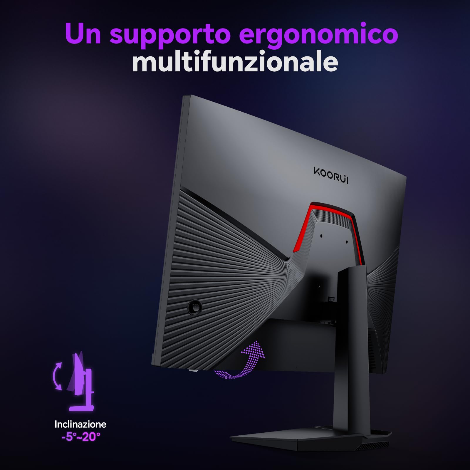 KOORUI 27" Gaming Monitor 200Hz Fast IPS QHD PC Schermo 1ms HDR400 HDMI/DP | Adaptive Sync, DCI-P3 95%, SRGB 99%, Inclinazione Regolabile, QHD 2560x1440,VESA 75x75mm, per lavoro d'ufficio o per giocare