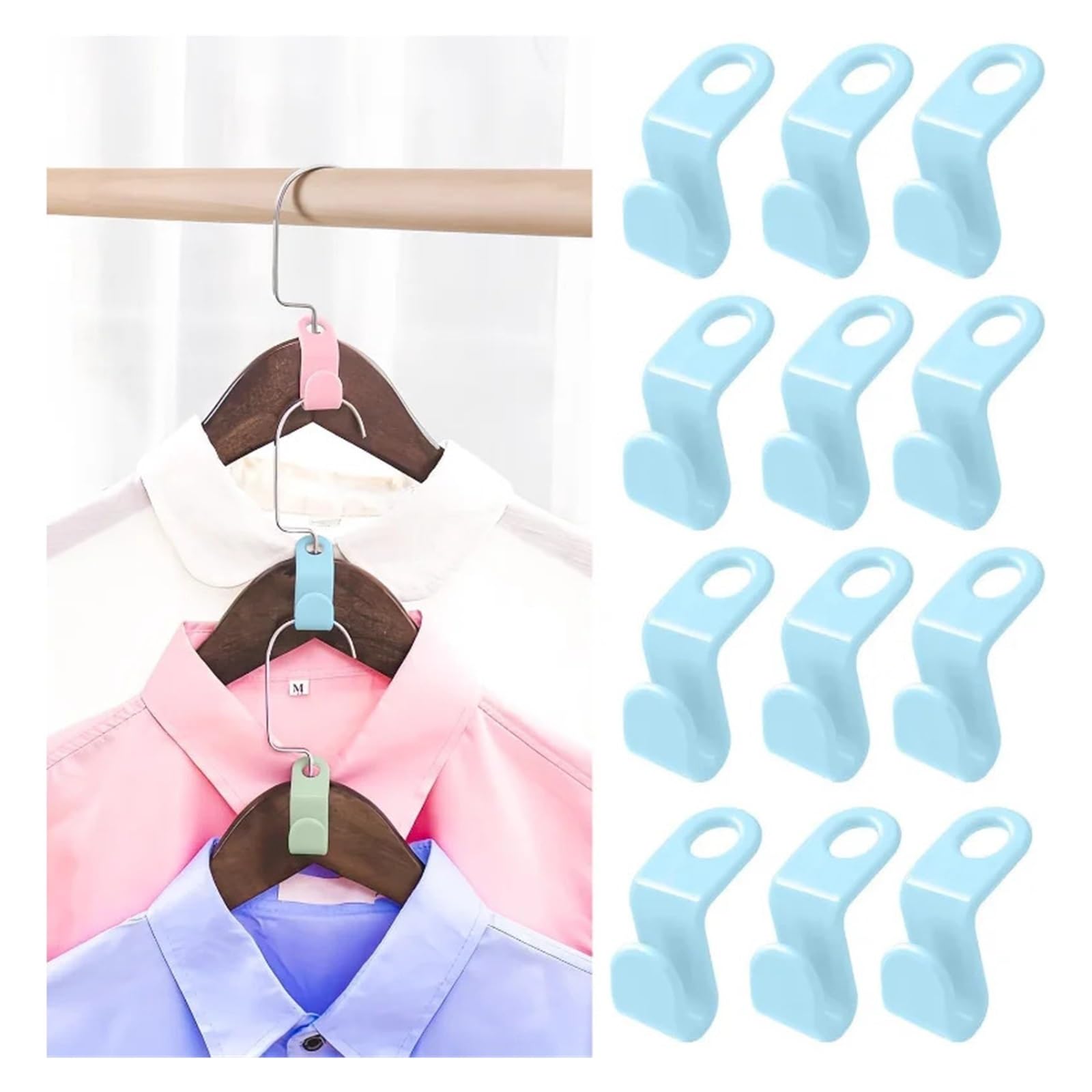 Hangers for Clothes Space Savers 250 Pcs Space Saving Coat Hanger Clips - Plastic Cascade Extenders for Wardrobe Organization(Blue)