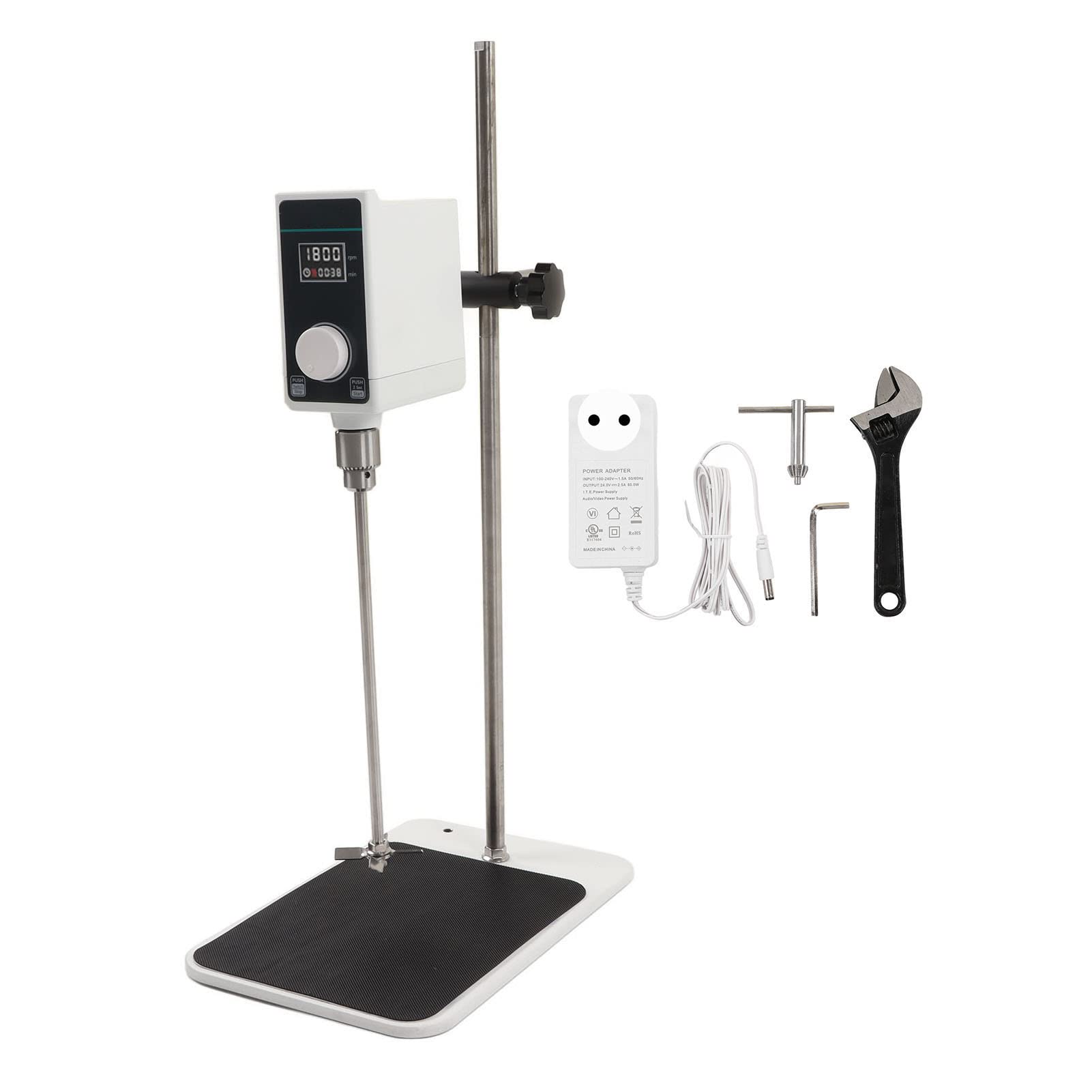 Agitador Mezclador Digital de Sobremesa 100-1500RPM 10L 8000mPas LCD con Parada Automática y Protección contra Sobrecarga para Laboratorio Química Pintura (Enchufe de la UE)