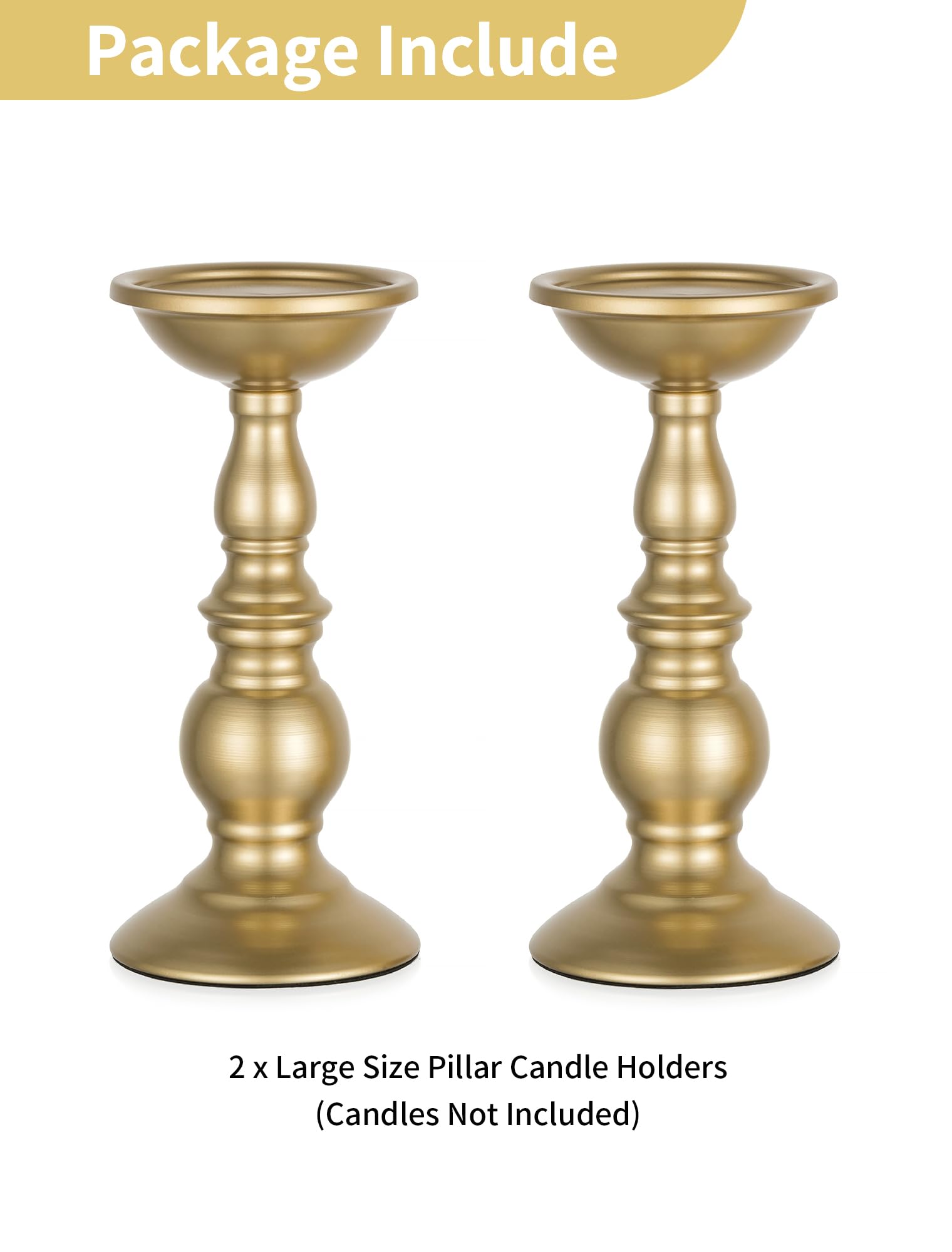 2 Stück goldene Kerzenhalter für Stumpenkerzen, goldene Kerzenständer, am besten geeignet für 7,6 cm hohe Stumpenkerzen, Geschenke für Hochzeit, Party, Zuhause, Spa, Reiki, Teelicht (2 x L)