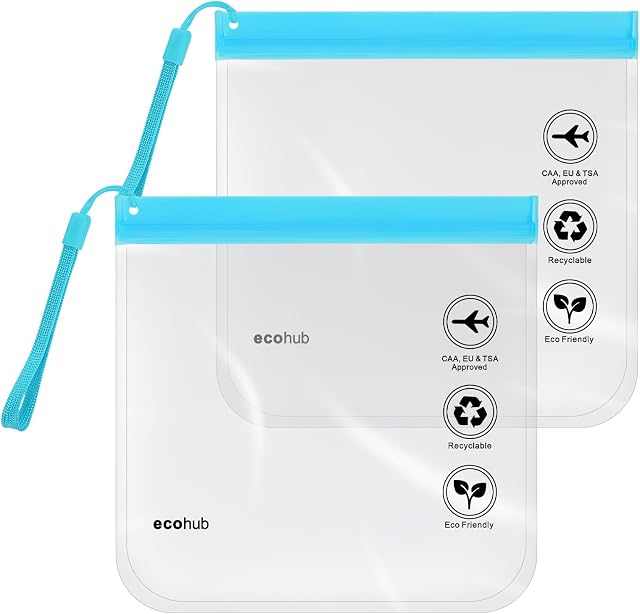 ECOHUB Przezroczysta Kosmetyczka 20x20cm Przybory Toaletowe Torba 1L PodróżNa Wodoodporna Akcesoria PodróżNe Torby Do MakijażU Torba Dla MężCzyzn Kobiety 2 Szt (Niebieski z uchwytem do przenoszenia)