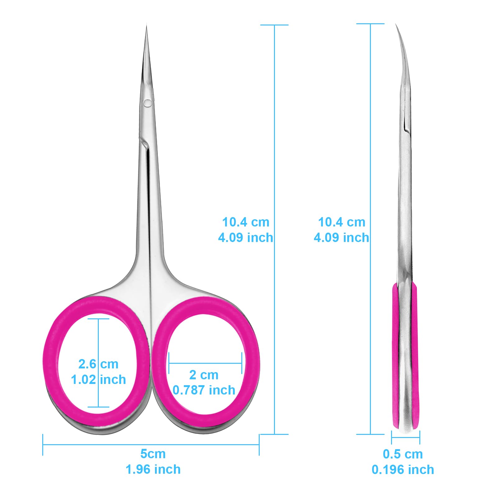 CGBE Forbicine per Cuticole Professionale in Acciaio Inossidabile 420, Forbici per Cuticole con Punta Curva (Rosa)