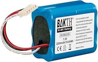 BAKTH Real Capacity 2200mAh 7.2V NiMH Replacement Battery for iRobot Braava 380, 380T, 390T, Mint 5200, 5200B, 5200C Vacuum Cleaner