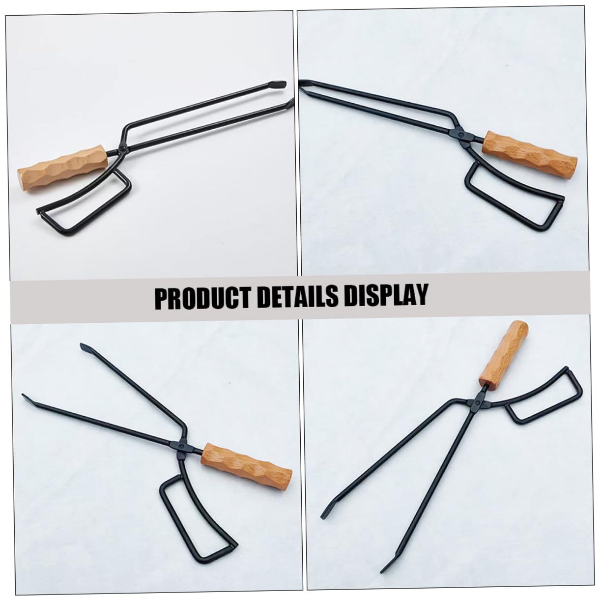 Pinza per Carbone da Barbecue All'aperto Manico in Legno