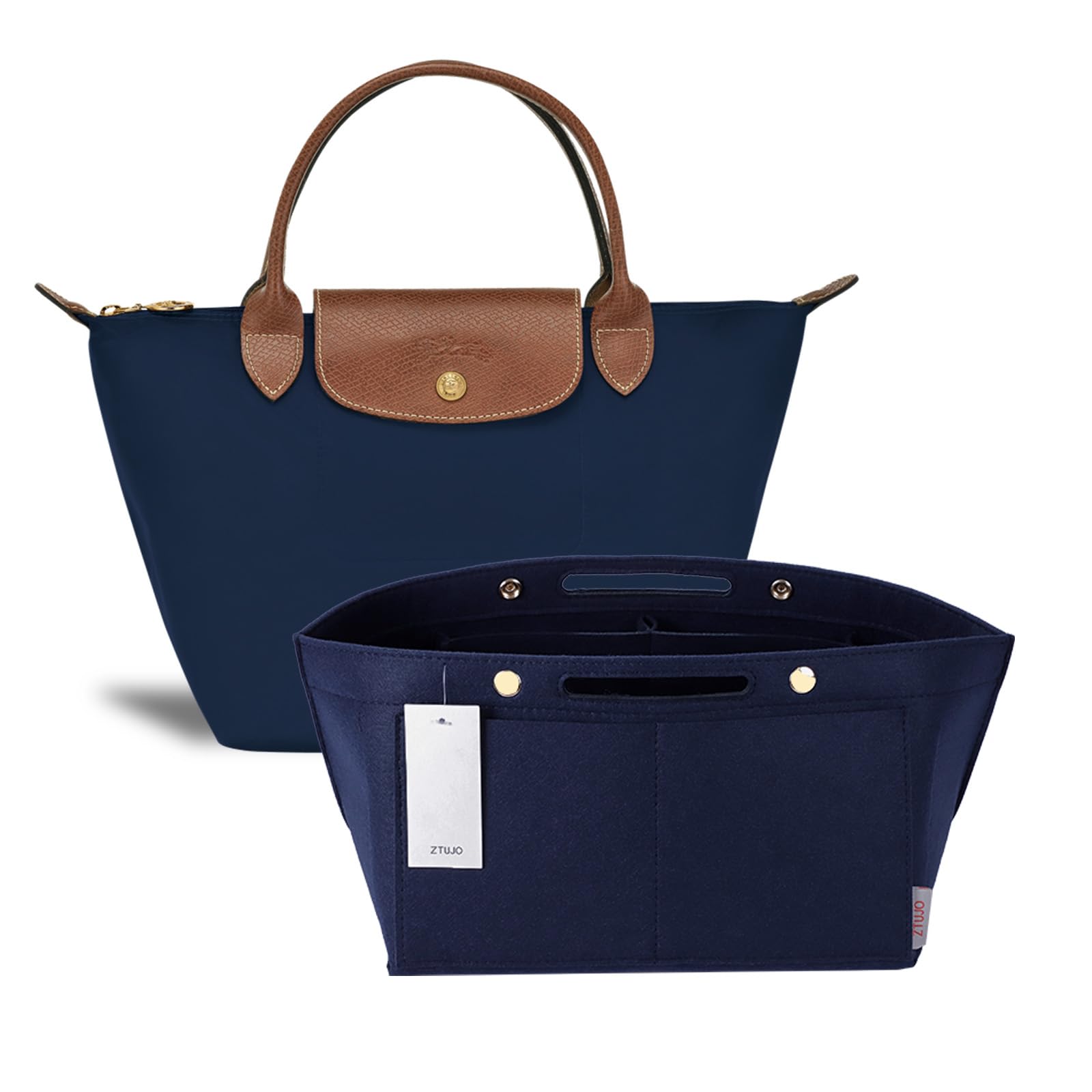 ZTUJO Purse Organizer Insert for le pliage, Compatible with Longchamp Le Pliage Top Handle S/M,Shoulder Bag S/L (Navy Blue, Large For Top Handle M and Shoulder Bag L)