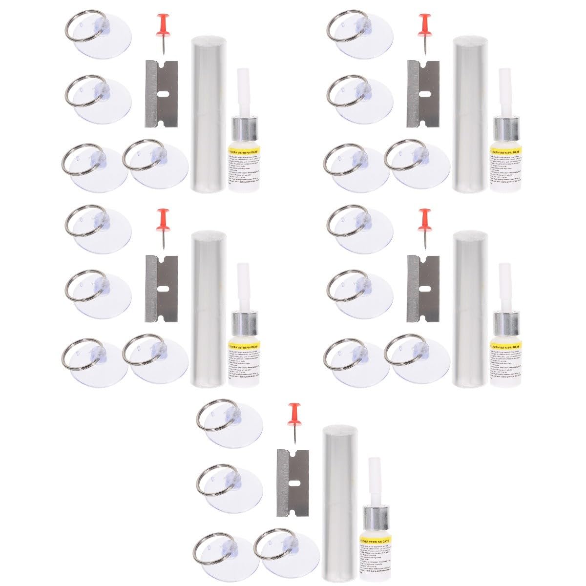 Amosfun 5 Juegos Kit de Reparación de Grietas para Parabrisas Reparador de Arañazos de Vidrio para Automóviles Efectiva y Práctica para Daños Ventanas de Coche