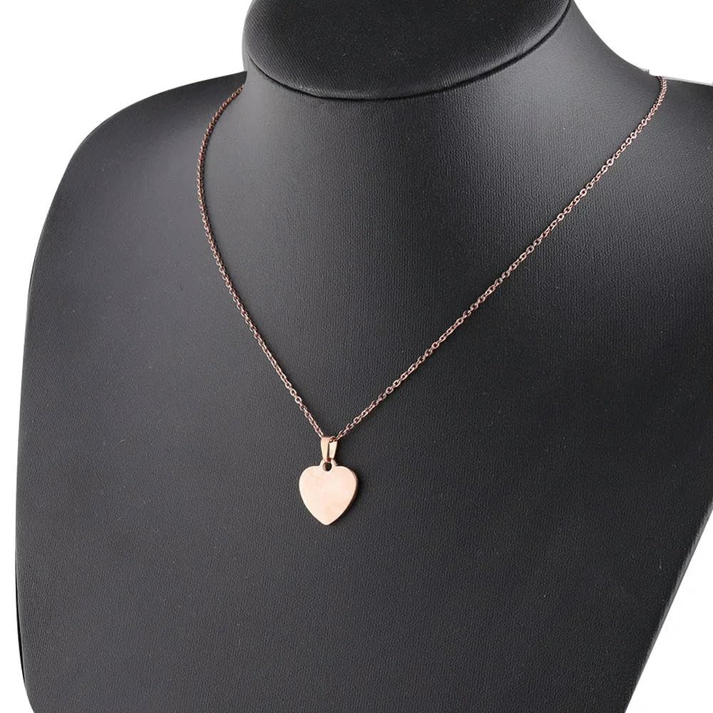 DYRBF - Collana con ciondolo a forma di cuore in acciaio inossidabile lucido a specchio, 16 x 17 mm, con catenina da 45/50/60 cm, confezione da 10 pezzi per incisione personalizzata