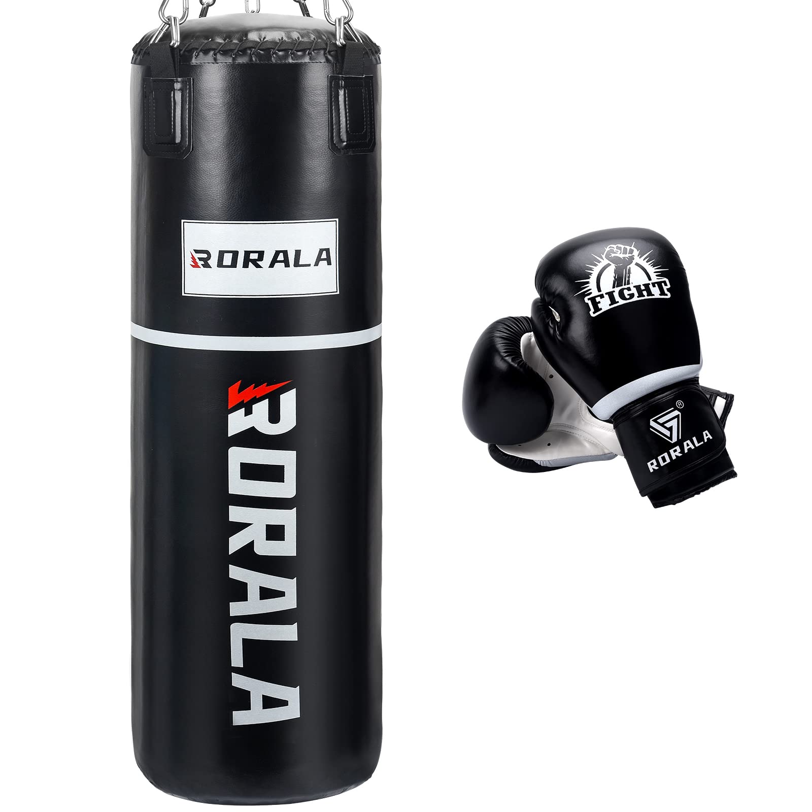 RORALA Boxing Heavy Bag 64-Pound Filled for MMA, Muay Thai and Kickboxing, Workouts, Fitness, Strength Training