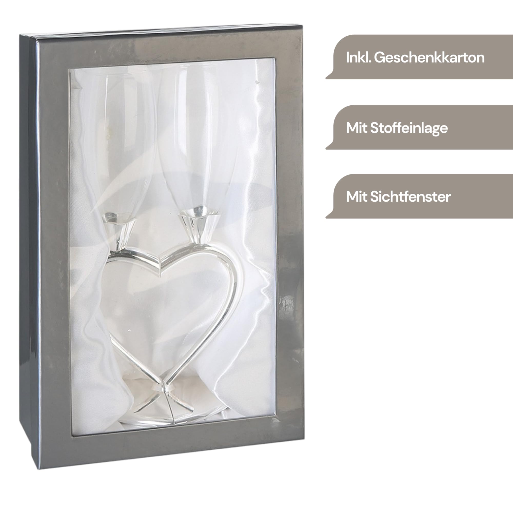 Lot De 2 Flûtes à Champagne Coeur Dans Coffret Cadeau - Mariage Et Anniversaire