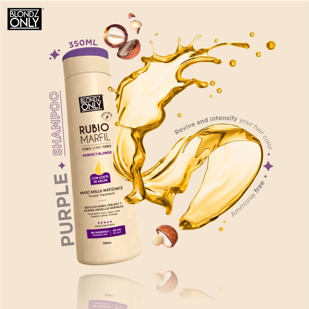 Purple Shampoo Rubio Marfil Ivory Blonde with Argan Oil Perfect Blonde (Perla Beige) 11.8 Fluid Ounce (350 ml) - Image 3