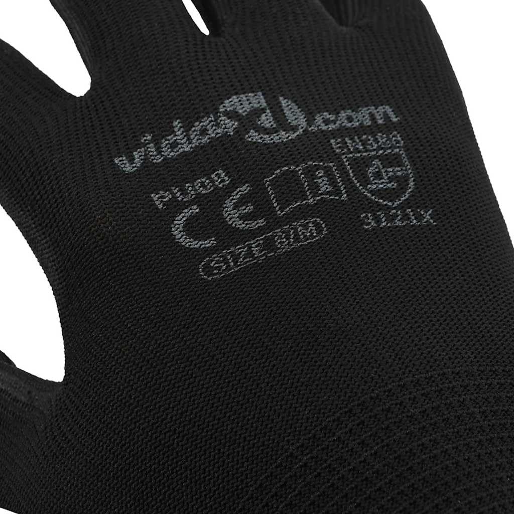 Gants de Travail 24 pièce Noir 8 / m Polyester pour Homme et Femme, Outils de Jardin, Mécanicien, Jardinier