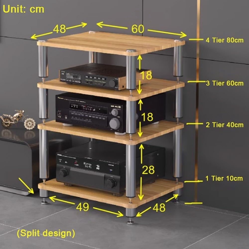 Sto Cabinet, 2-4 ripiani HiFi o Rack, scaffale aperto Ste, supporto giradischi, supporto AV Ma, bianco, ideale per gli amanti dell'home theater e della musica