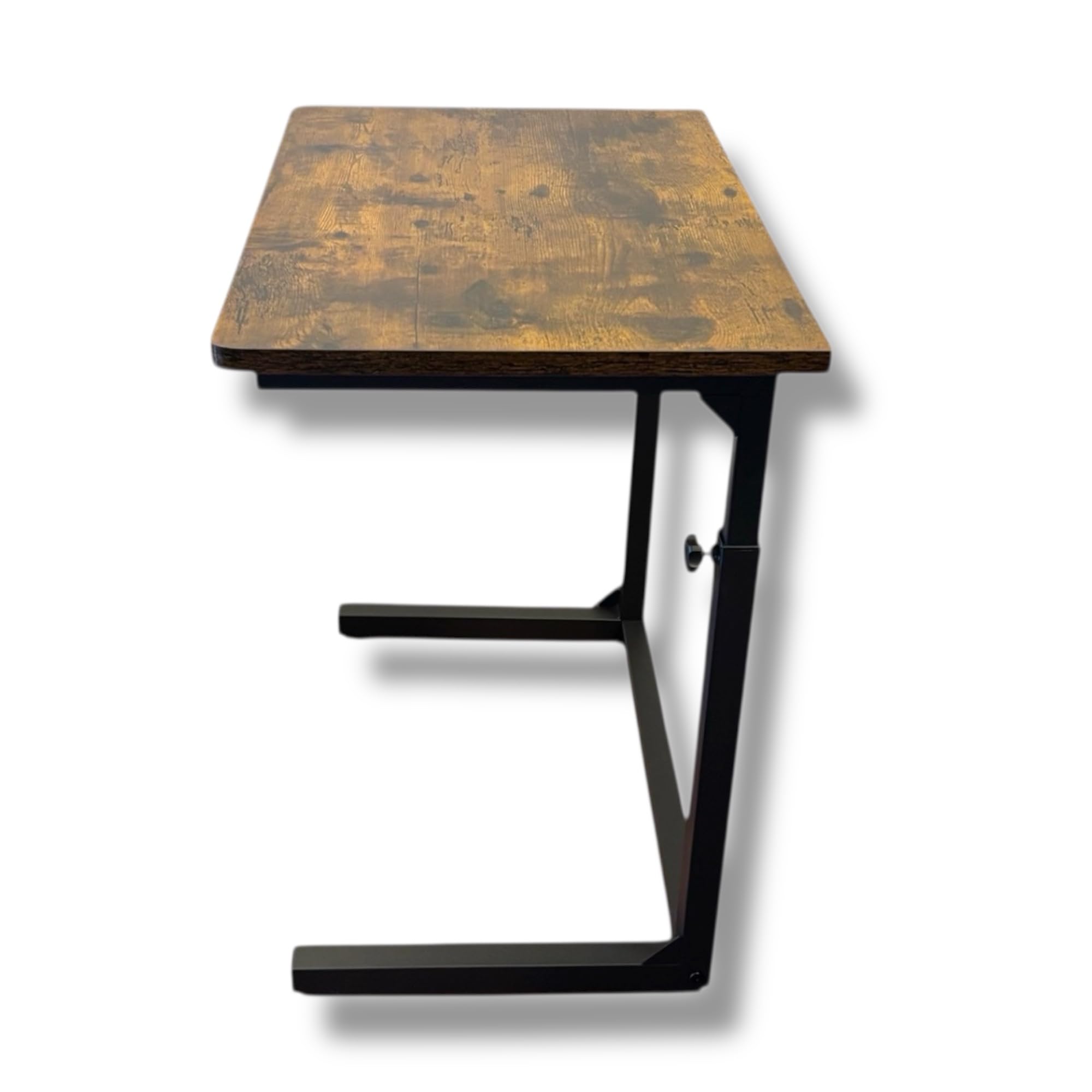 Mesa Auxiliar C en C de Sofá Ajustable en Altura, Mesa para Portátil para Sofá y Cama, Marrón Rústico