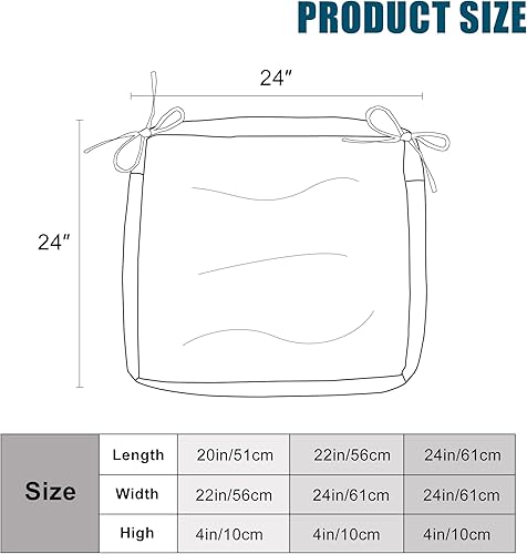 Miniatura 6 de ARTPLAN Juego de fundas de cojín para silla de patio (solo funda sin relleno), juego de fundas de cojín para patio al aire libre con lazo, color