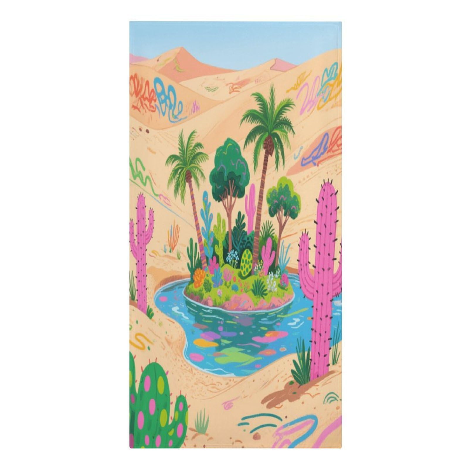 Fekiloot Men's Style Graffiti Oasis Large Beach Towel, Travel Towel For Adults Wo, Pool Towels For Beach, Camping, Swim Pool, Gym, Sports& Yoga 61.4"X30.3"