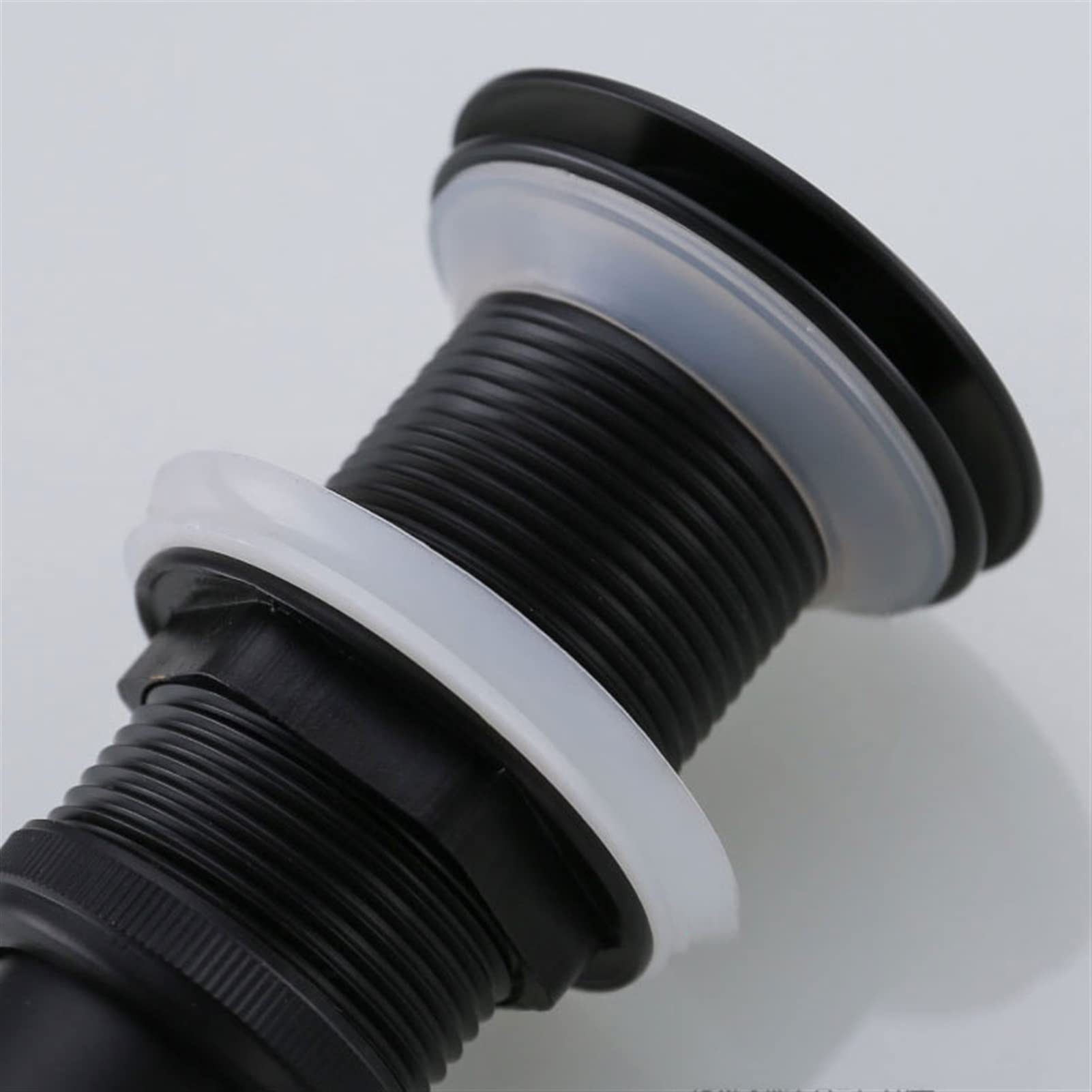 Ablaufgarnitur Waschbecken Ablaufventil Schwarz Pop Up Waschbeckenstöpsel und Siebkörbchen Abfluss Abflussgarnitur Pop-up Ventil, Schwarz (Blanco : with Overflow, Size : Only Stopper)