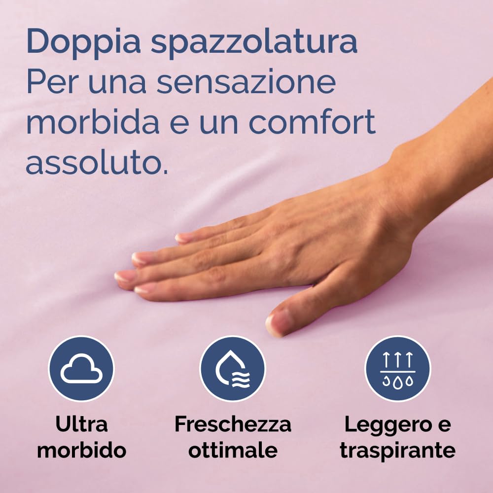 Lenzuolo con angoli 90x190cm - Extra profondo per materassi fino a 40cm (16") di altezza - Morbida microfibra spazzolata - Antipiega, resistente al restringimento e colori - OEKO-TEX - Rosa chiaro