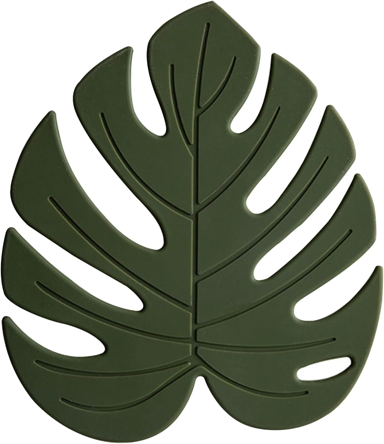Silicone Trivet Mat Set of 2, Monstera Pot Holder Hot Pads for Table & Countertop, Soft Rubber Multi-Use Trivets for Pots & Dish, Non Slip Coasters (Large)
