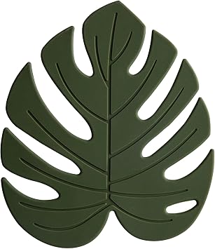 Silicone Trivet Mat Set of 2, Monstera Pot Holder Hot Pads for Table & Countertop, Soft Rubber Multi-Use Trivets for Pots & Dish, Non Slip Coasters Large