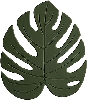 wonlex Silicone Trivet Mat Set of 2, Monstera Hot Pot Holder Hot Pads for Table and Countertop, Soft Rubber Multi-Use Trivets for Pots & Hot Dish, Non Slip Coasters (Large, Monstera)