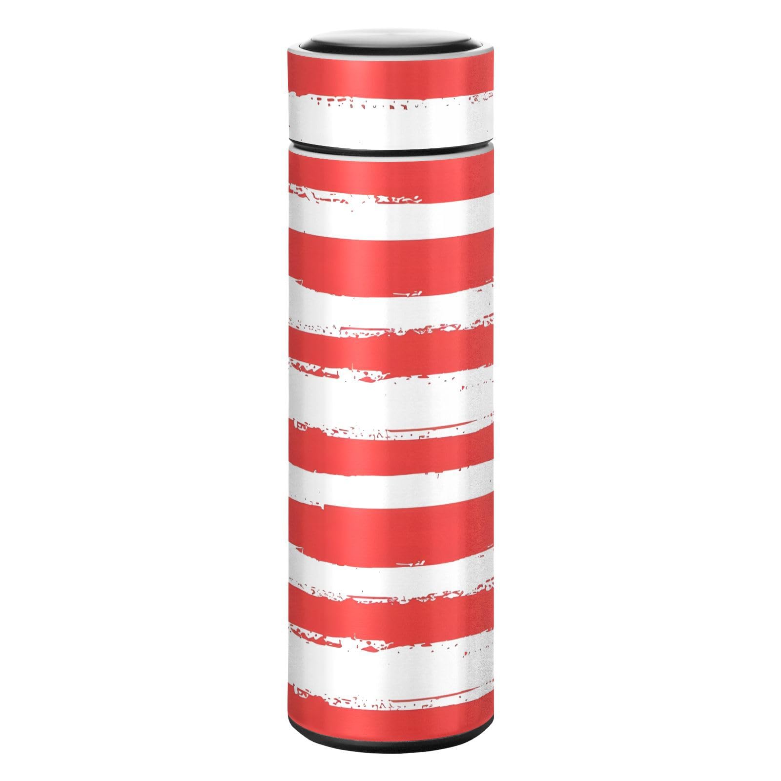 SUABO Watercolor Red and White Stripes Water Bottle,12 Oz(350 ml),Insulated Stainless Steel Bottle,Vacuum Insulated Bottle,Leakproof Tumbler for