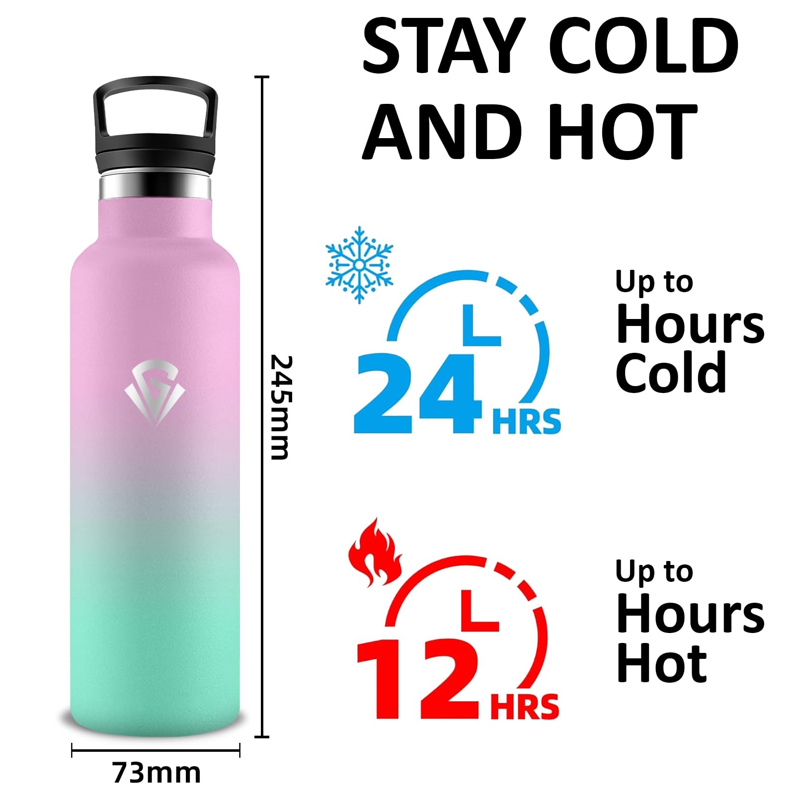 Borraccia Termica 500ml, Borraccia, Senza BPA, Borracia con Cannuccia, Senza Perdite, Bottiglia Termica, Mantiene Caldo per 12 Ore/Freddo 24 Ore, Termos per Campeggio, Palestra, Viaggio