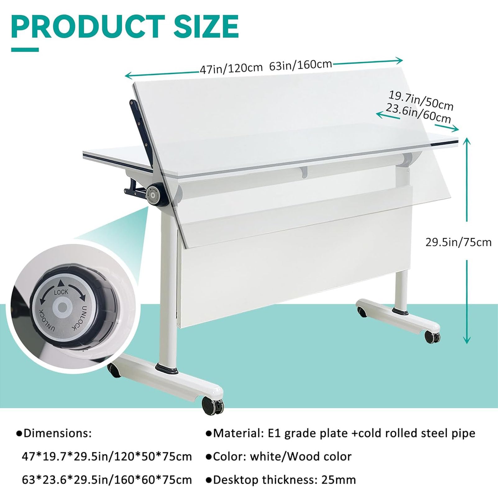 Tavolo da conferenza pieghevole portatile, 160 x 60 cm, salvaspazio, per ufficio, eventi e officine, robusto e design per riunioni professionali e collaborazioni