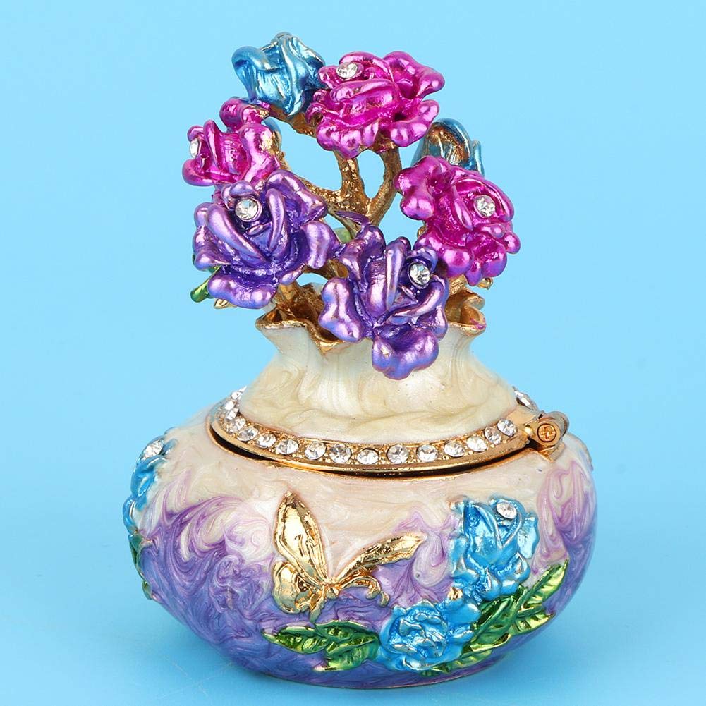 Marhynchus Boîte à Bijoux En Métal émaillé En Forme De Vase Bijoux Organisateur Bibelot Boîte En Alliage Artisanal Vintage Art Artisanat Décoration(purple