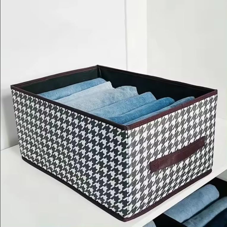 Handcuffs Foldable Wardrobe Organizer with Durable Handle, Stuff Storage Box Closet Drawer Organizers for Clothes, Toys, Books, Blanket (Brown)