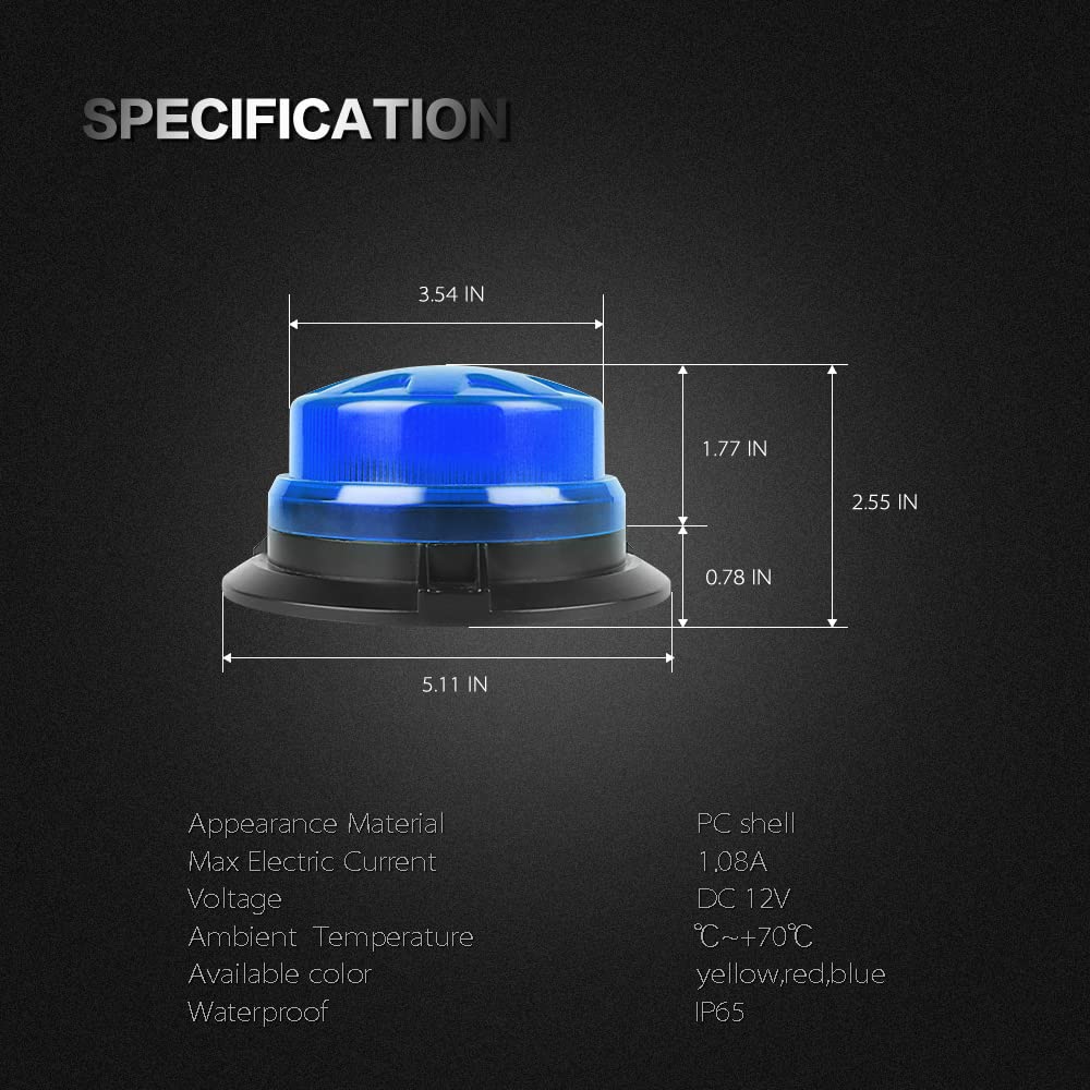 AIVYNA LED Rotante Lampeggiante Luce Stroboscopica Spia di Emergenza Indicatore 9-24V Segnale Magnetico Luci Lampeggianti per Auto